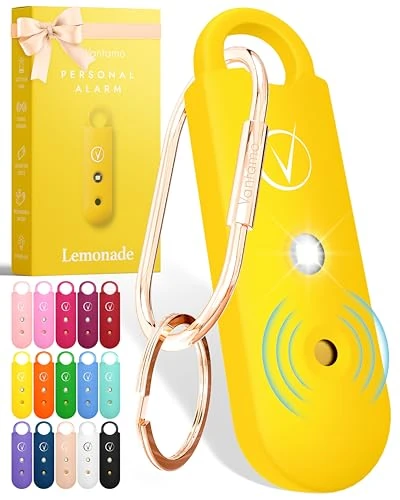 Vantamo Personal Alarms for Women with Strobe LED Light, Extra Loud 130dB Self Defense Keychain with 2 Dynamics, Unique Panic Alarm with Keychain & Keyring for Bag or Backpack and Low Battery Notice
