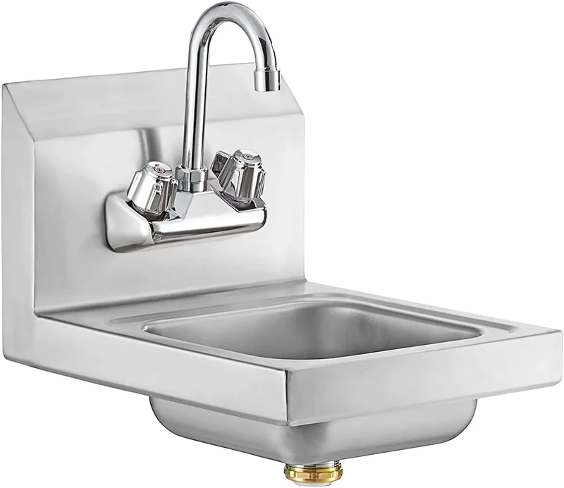 Stainless Steel Hand Wash Basin with Gooseneck Tap (12" x 12")