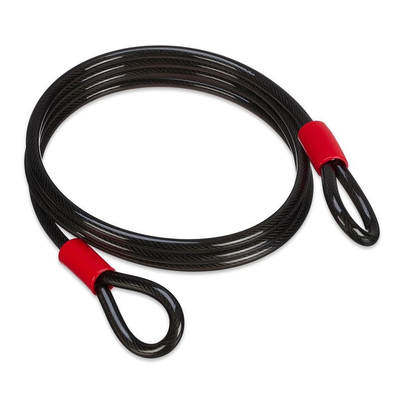 Relaxdays Lock Cable 3m, Coathed Steel Cable with Eyelets, 12 mm, Bike, Motorbike, Garden Furniture, Black