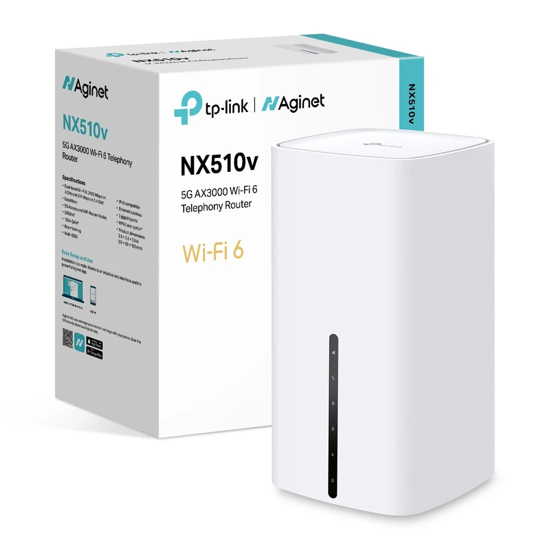TP Link NX510V AX3000 Wi-Fi6 5G router with SIM Slot, Aginet 5G router, EasyMesh Telephony, Plug and Play WiFi 6 Router,APP Control, Full Gigabit Ports,VOLTE/CSFB, Remote Management