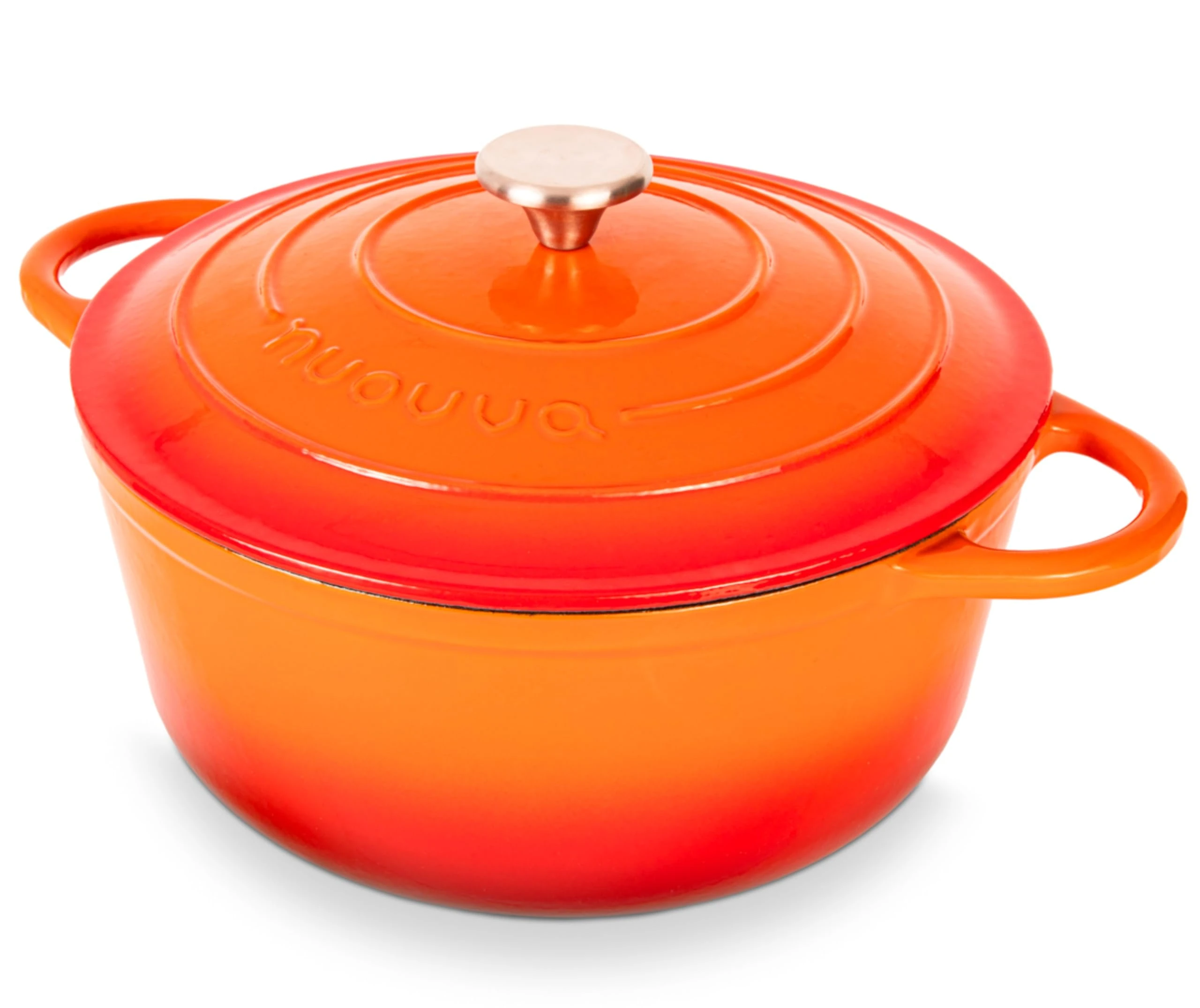 Nuovva Enamelled Cast Iron Dutch Oven Pot with Lid – 6.4 Quart Casserole Dish – Ceramic Dutch Oven for Bread Baking, Roasting, Braising & Stews – Oven Safe up to 500°F – 28cm Orange