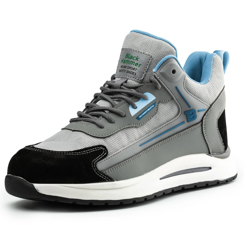 Black Hammer Men's Safety Trainers Lightweight Water-Resistant Non-Slip Outdoor Work Shoes with Midsole Protection Ideal for Warehouse Trekking & Professional Utility Job Vapour S1P SRC Black (6 UK)