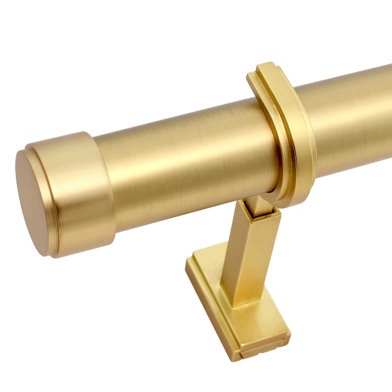 BlastHome® Non-Adjustable Luxury Curtain Rods for Windows, 1 ¼” Rod Set, 6 foot Fixed Length (Two Rods Connect for a Seamless Look), Brushed Gold