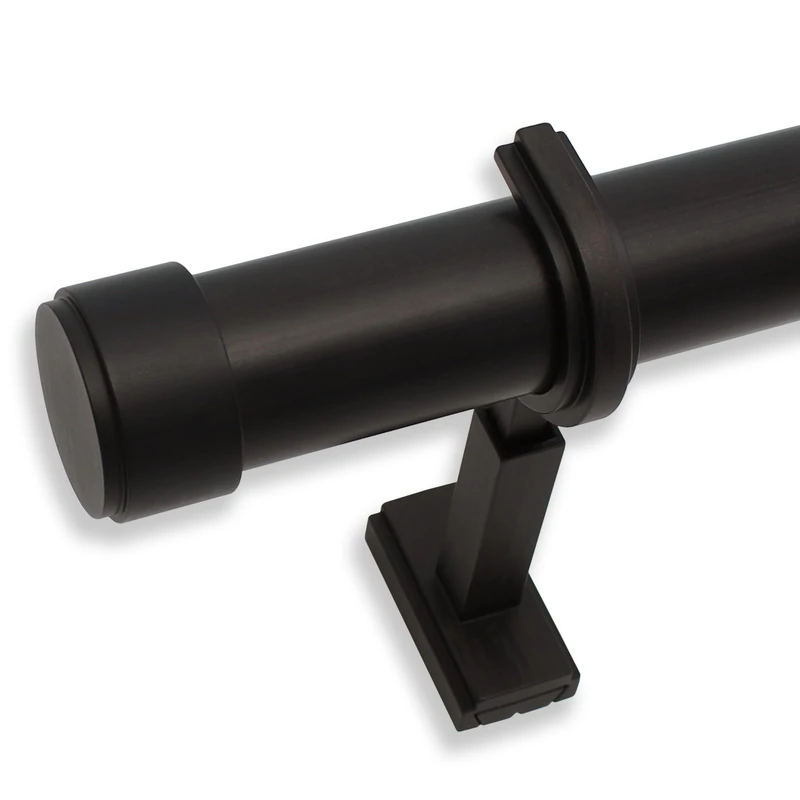 BlastHome Signature Collection Curtain Rod Set – Connectable for Seamless Look – Premium Heavy Metal 1 1/4" Diameter Rod with Zinc Brackets & Endcaps – Brushed Dark Brown Finish – 6 ft