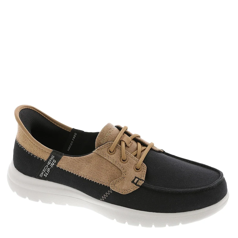 Skechers Women's On-The-go Flex-Palmilla Hands Free Slip-ins Boat Shoe, Black White, 7 UK