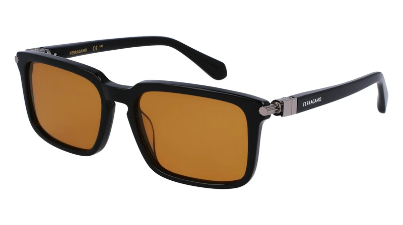 Salvatore Ferragamo SF1110S 009 Black/Orange Sunglasses Man Acetato, Rectangle, 56 - Image 1