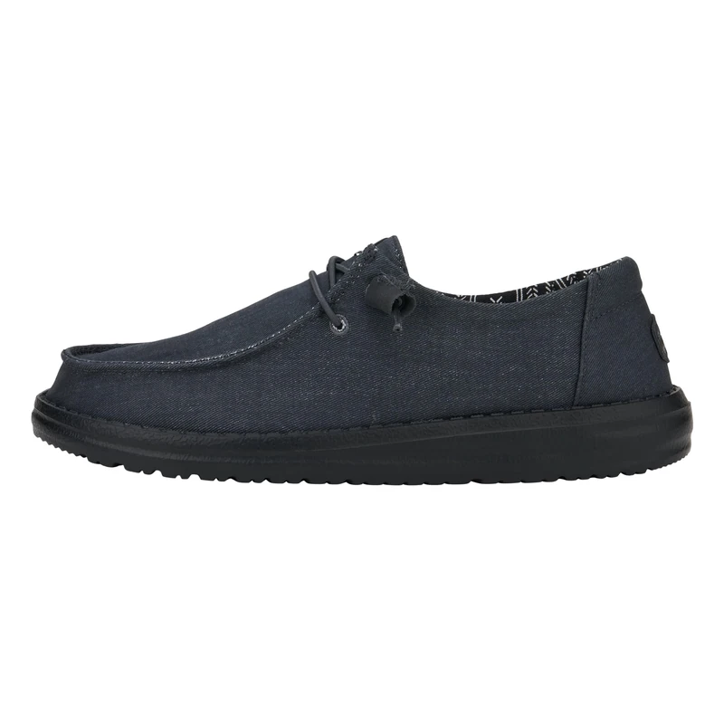 HEYDUDE - Women's Wendy Canvas - Casual Slip-On Flat Shoes - Moccasin Style - Moccasin Style, Black/Black, 5 UK