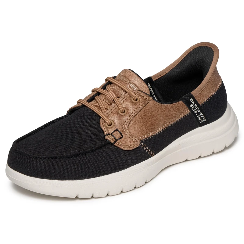 Skechers Women's On-The-go Flex-Palmilla Hands Free Slip-ins Boat Shoe, Black White, 6.5 UK
