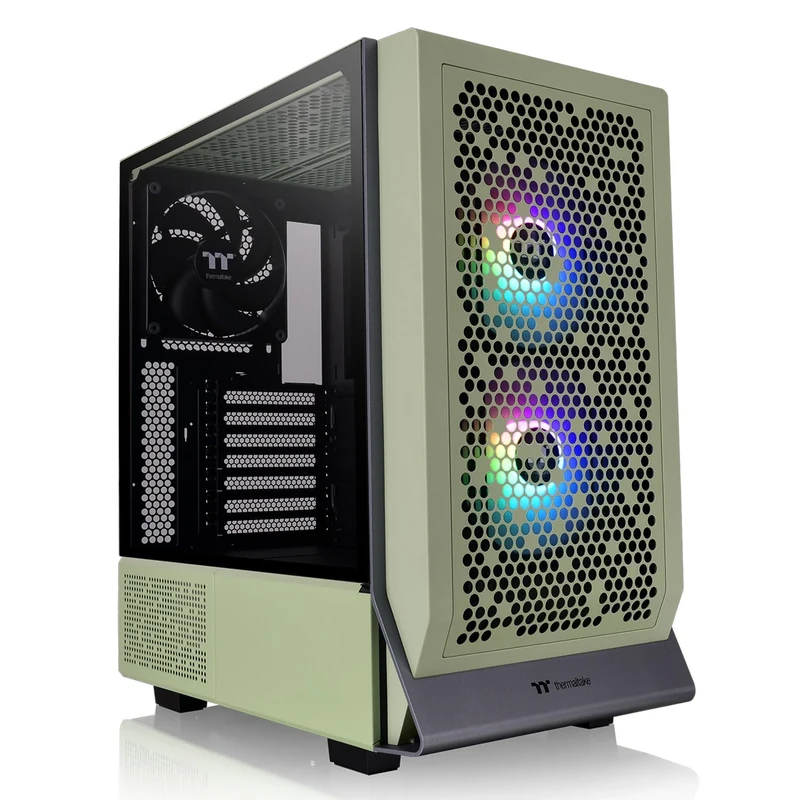 Thermaltake Ceres 300 Matcha Green Mid Tower E-ATX Computer Case with Tempered Glass Side Panel; 2xCT140 ARGB Fan Preinstalled; Rotational PCIe Slots; CA-1Y2-00MEWN-00; 3 Years Warranty