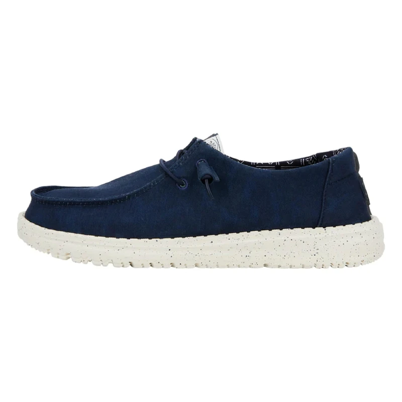 HEYDUDE Wendy Stretch Canvas, Women's Slip-On Loafer Shoes, Navy, 10 UK