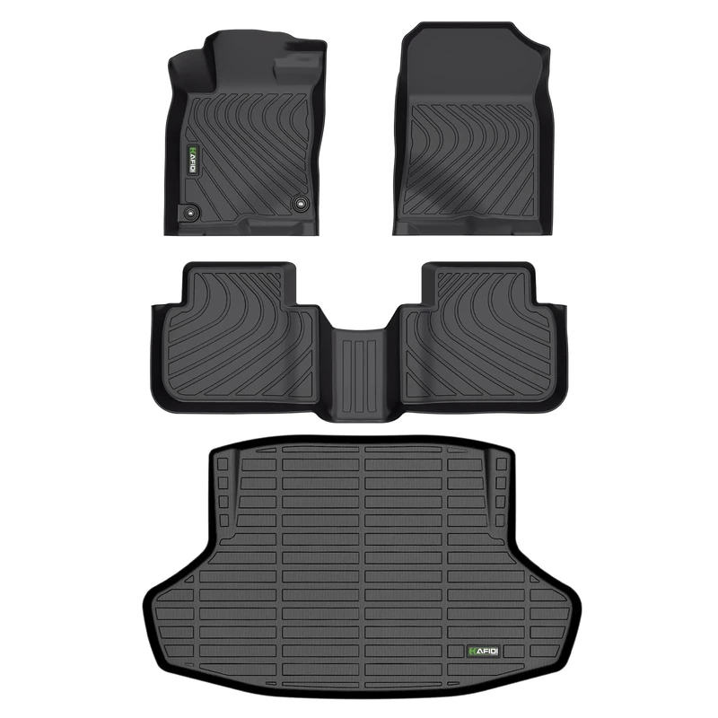 HAFIDI® Floor Mats & Cargo Liner Set Fit for 2022-2024 Honda Civic & Coupe & Sedan & Type R (2nd Row with USB Port-Not for Hatchback) All Weather TPE Car Full Set Floor mat Custom Accessories - Black