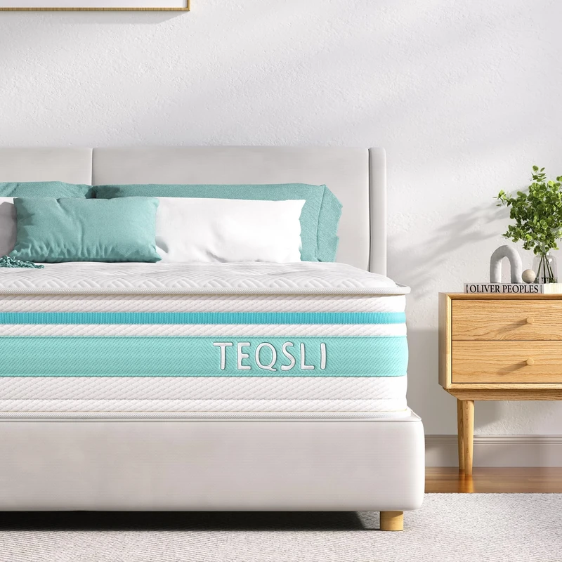 TeQsli Small Double Mattress, 4FT 7-Zone Gel Memory Foam, 10 Inch Pocket Sprung Hybrid Orthopedic Mattress Medium Firm for Pressure Relief and Motion Isolation, Small Double (120x190x25cm)