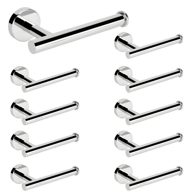 NearMoon Bathroom Toilet Paper Holder, Premium SUS304 Stainless Steel Rustproof Wall Mounted Toilet Roll Holder for Bathroom, Kitchen (10 Pack, Chrome Finish)
