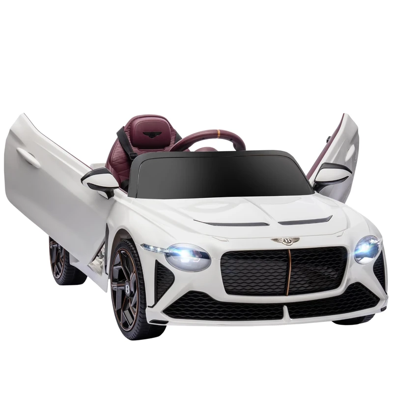 HOMCOM Bentley Bacalar Licensed, 12V Kids' Electric Ride-On with Remote Control, Battery Powered Electric Car for Kids with Suspension Wheels, Horn, Lights, for Ages 3-5 Years - White