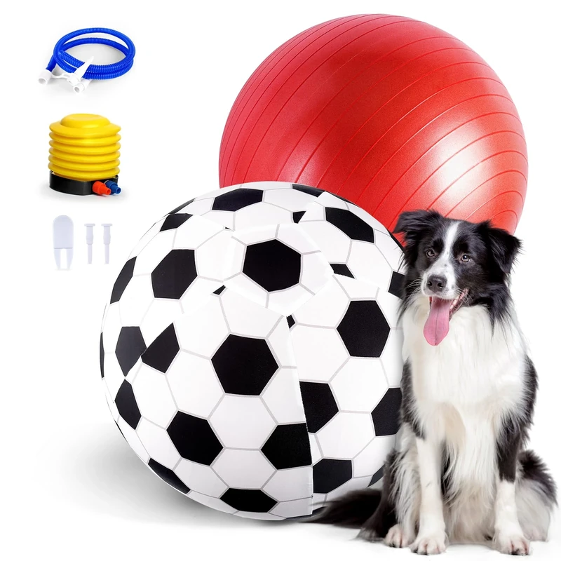 Juome Herding Ball for Dogs and Horses, 20" Large Dog Toy With Cover and Hand Pump, for Play Hurding/Hearding
