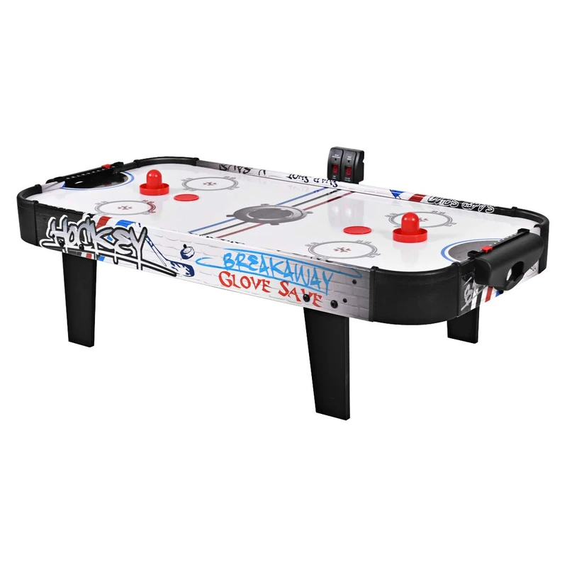 GYMAX 42" Air Hockey Table, Wooden Table Top Air Hockey Game with Strong Motor, 2 Pucks, 2 Pushers & LED Scoreboard, Indoor Arcade Hockey Table for Kids Adults, 107 x 53 x 37cm