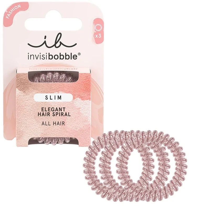 invisibobble Slim Pink Monocle - Thin Hair Bobbles Pink for Women & Girls, No Marks, High Comfort, Water-Repellent, Ideal for Fine Hair & Updos, Pack of 3