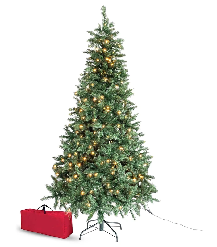 Brigros - Artificial Christmas Tree Thick Pine Needle, + Bag, Realistic Effect, Hook Branches, Easy Assembly, PVC, Metal Base, Flame Retardant (Light, 210 cm)