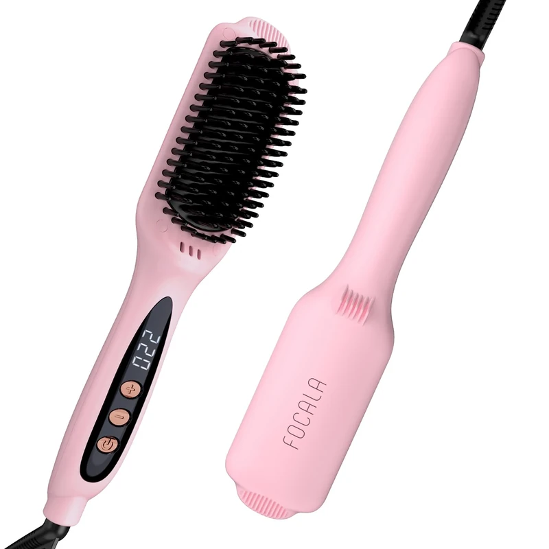 FOCALA Hair Straightening Brush - Ionic, 12 Temps, Dual Voltage