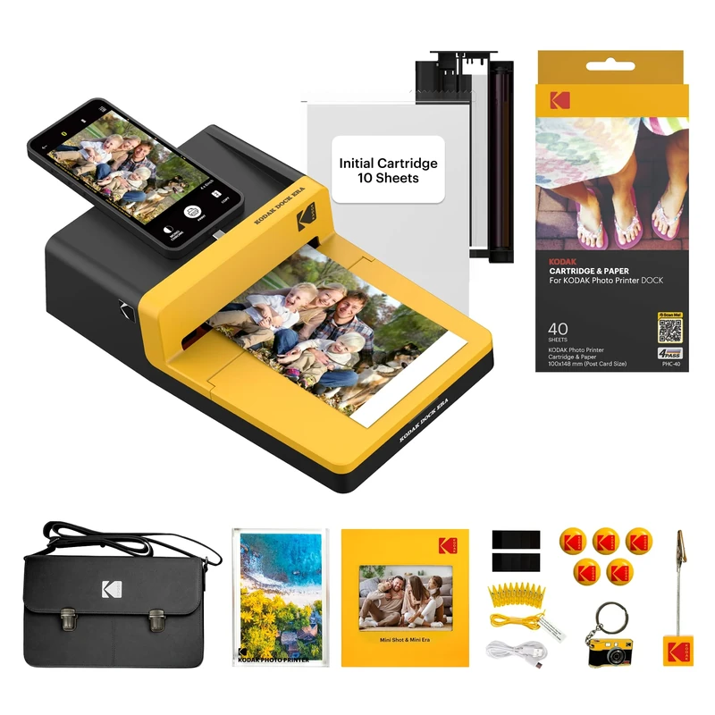 KODAK Dock ERA 4PASS Instant Photo Printer Accessory Bundle (4x6 inches), Initial 10 Sheets + 40 Sheet Pack