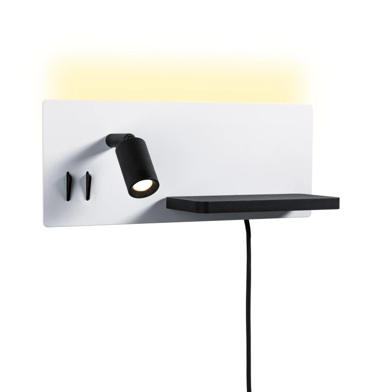Paulmann 71102 LED wall luminaire Serra USB C 2700K 650lm / 200lm 230V 5.5 / 1x2.6W dimmable White matt, Black matt wall Reading lamp