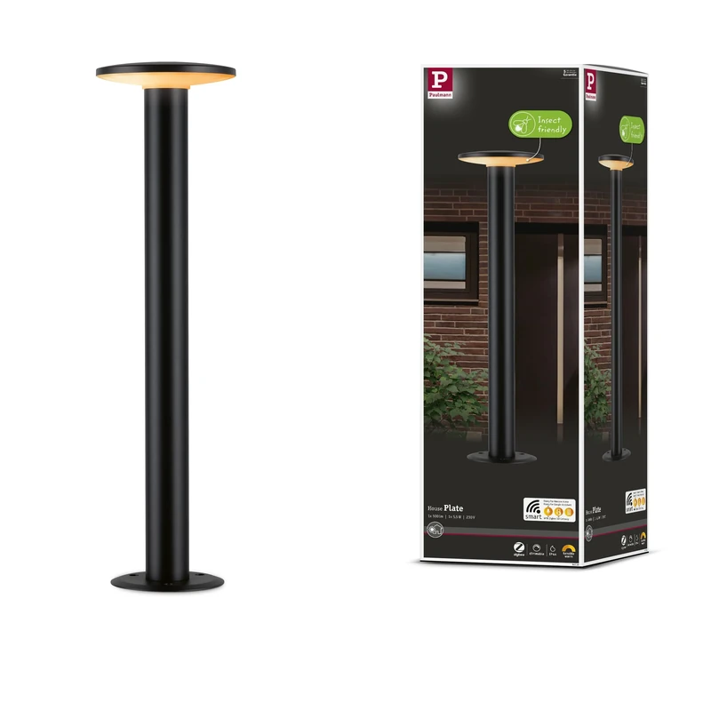 Paulmann 94755 LED Outdoor luminaire Bollard Light Plate Smart Home Zigbee Insect-Friendly IP44 600mm Tun. Warm 280lm 230V dimmable Anthracite Metal
