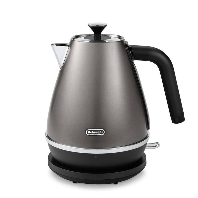 De'Longhi Distinta Titanium Electric Kettle KBIN3001.TB, Water Kettle with 360° Swivel Base, Water Level Indicator, Cord Storage, Anti-Scale Filter, Detachable Lid, 1.7 L, 2000W, Titanium Black