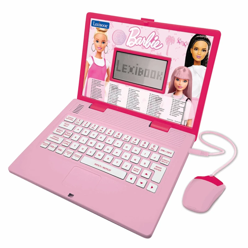 LEXIBOOK, Barbie, Educational and Bilingual Laptop in English/Italian, Toy for children with 124 activities to learn, play games and music, Pink, JC598BBi5