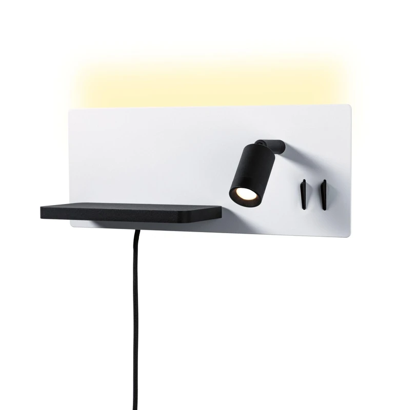 Paulmann 71103 LED wall luminaire Serra USB C 2700K 650lm / 200lm 230V 5.5 / 1x2.6W dimmable White matt, Black matt wall Reading lamp