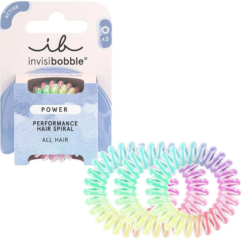 invisibobble Power Magic Rainbow Colourful Spiral Hair Scrunchies for Thick Hair & Active Lifestyle, HAIRLOVETECH™ Technology, Strong Hold & Comfort, Ideal for Women & Girls, Pack of 3