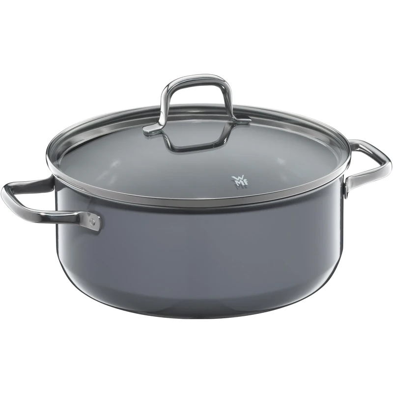 WMF Fusiontec Essential Cooking Pot Large 24 cm Glass Lid Stewing Pot Induction 4.4 L High-Tech Ceramic Scratch-Resistant Uncoated Grey Made in Germany