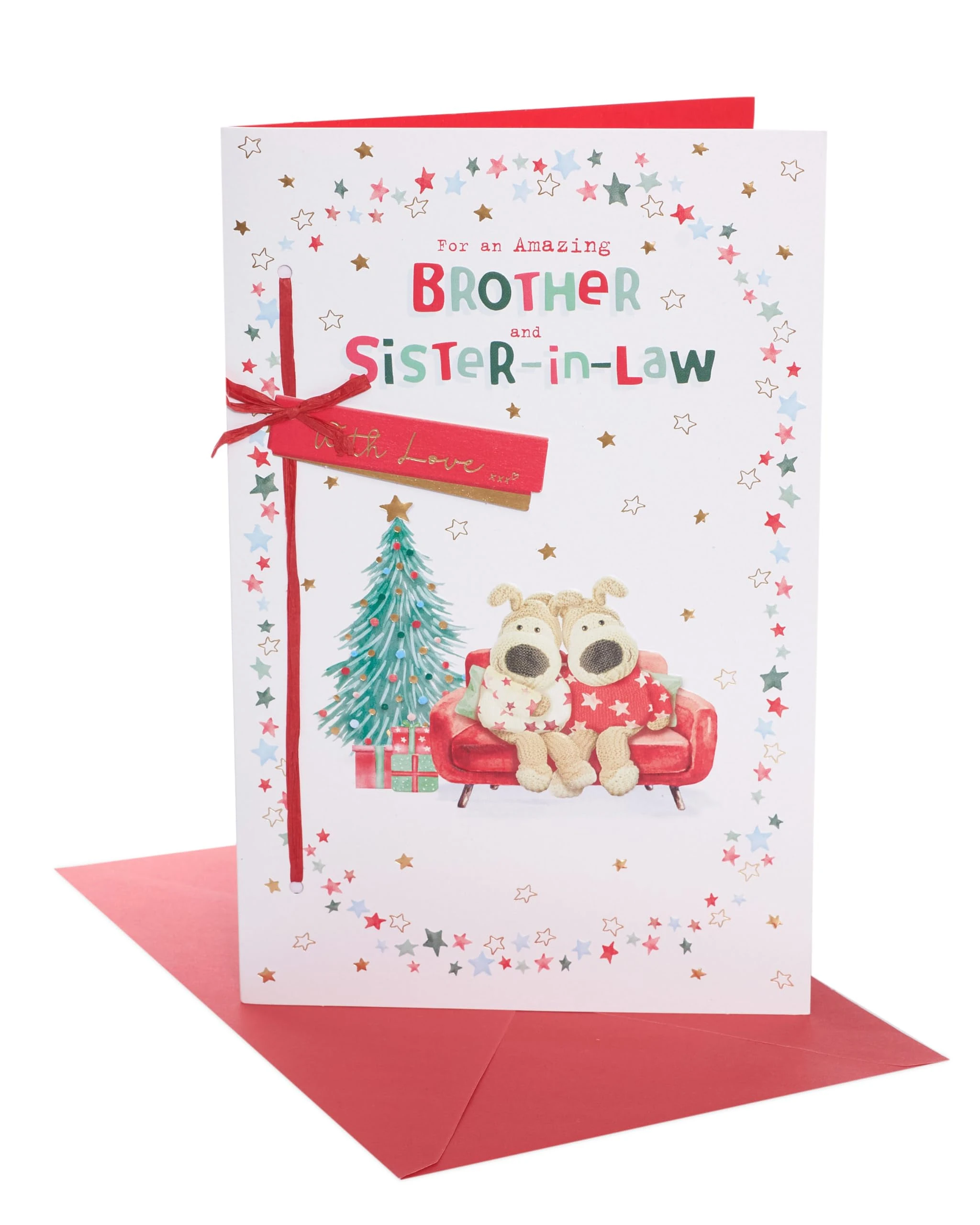 Boofle Brother & Sister-In-Law Embellished Christmas Greeting Card Xmas Cards