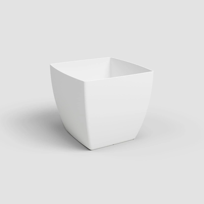 Artevasi Siena Pot, Square flowerpot with matt finish, plastic 100% recyclable, 40cm, colour White