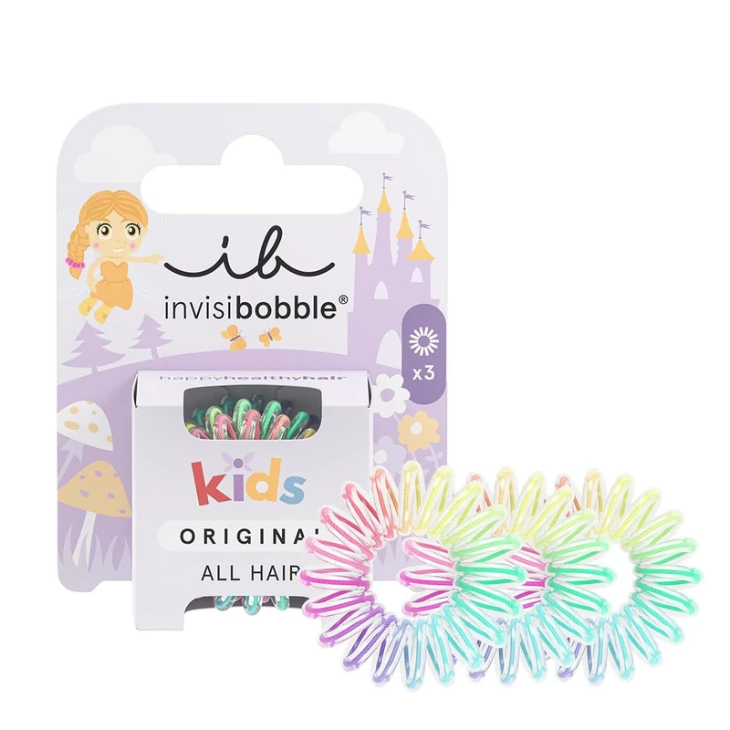 invisibobble Kids Magic Rainbow, Children's Hair Scrunchie, Spiral Scrunchie, No Pulling, Water-Repellent, Perfect for Children, Colourful Rainbow Colours, Pack of 3