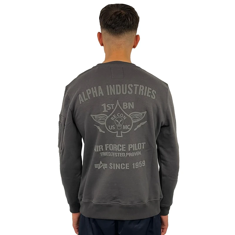 Alpha Industries Men's Air Force Sweater Sweatshirt, Vintage Grey, S