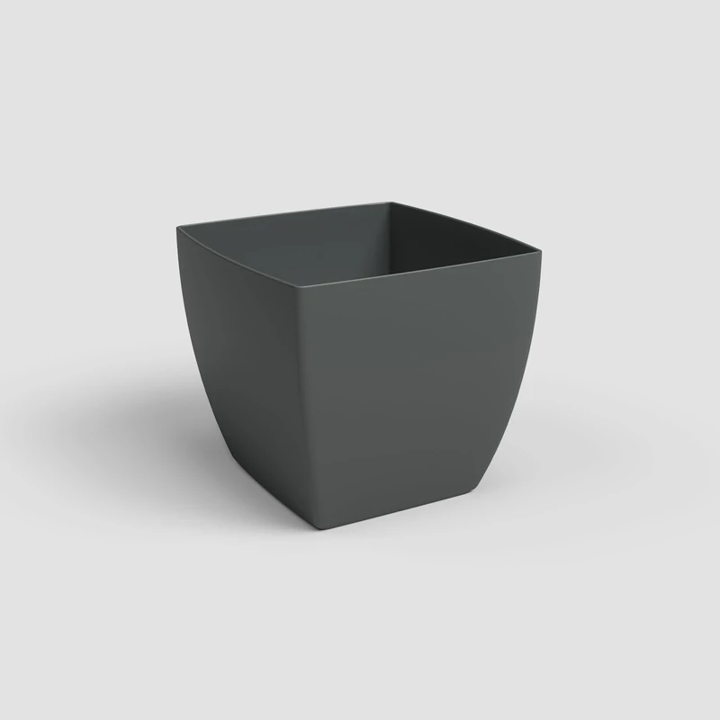 Artevasi Siena Pot, Square flowerpot with matt finish, plastic 100% recyclable, 40cm, colour Anthracite