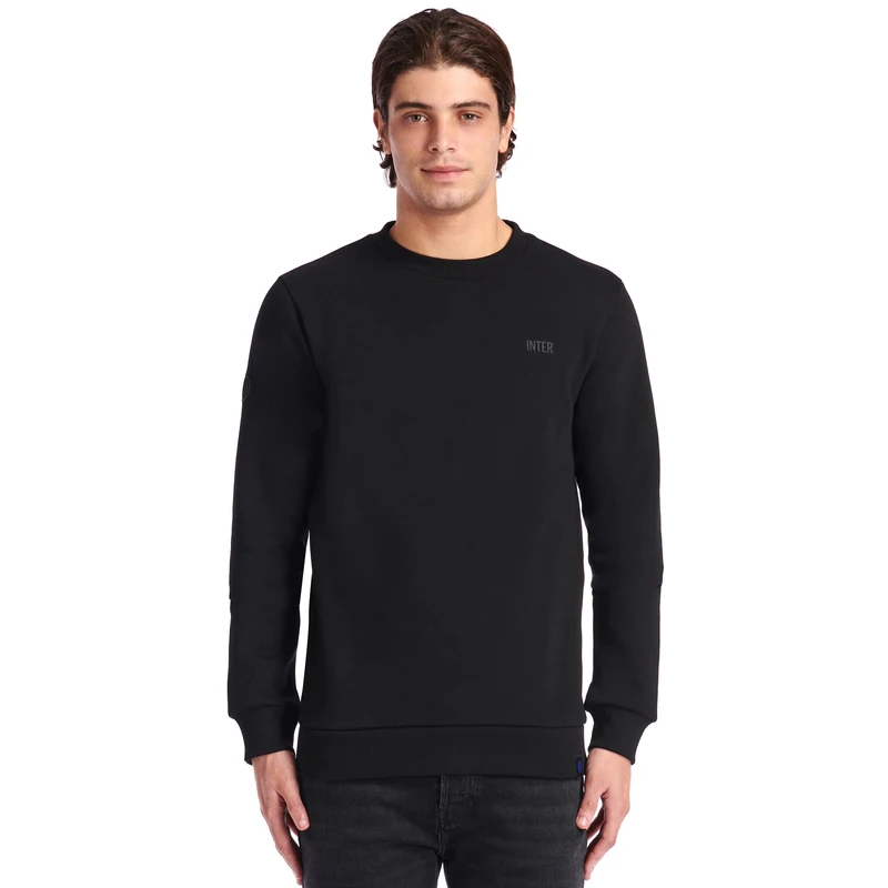 Inter Unisex Adult Crewneck Sweatshirt, Official Product, Exclusive Back to Stadium Collection, 100% Cotton, Suitable for All Nerazzurri Fans, Black, S - Image 1