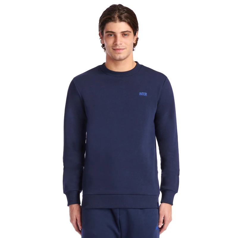 Inter Unisex Adult Crew Neck Sweatshirt, Official Product, Everyday Collection, 100% Cotton, Suitable for All Nerazzurri Fans Blue Navy