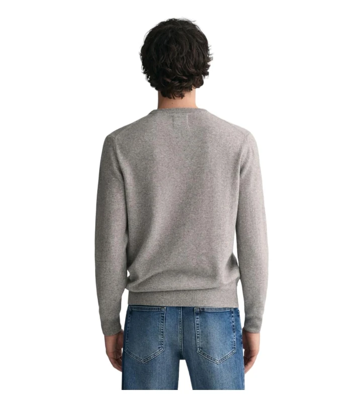 GANT Men's Superfine Lambswool C-Neck Pullover Sweater, Charcoal Melange,