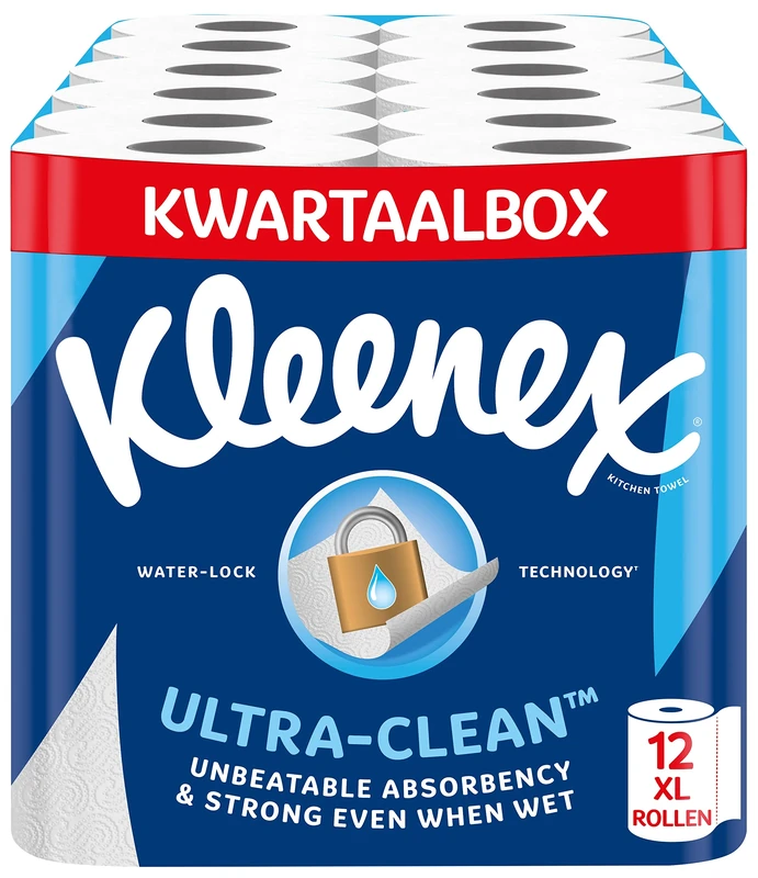 Kleenex® Ultra Clean™ 12 Maxi XL Kitchen Rolls, Unsurpassed Absorbency and Strength Kitchen Paper - 100% Recyclable Packaging