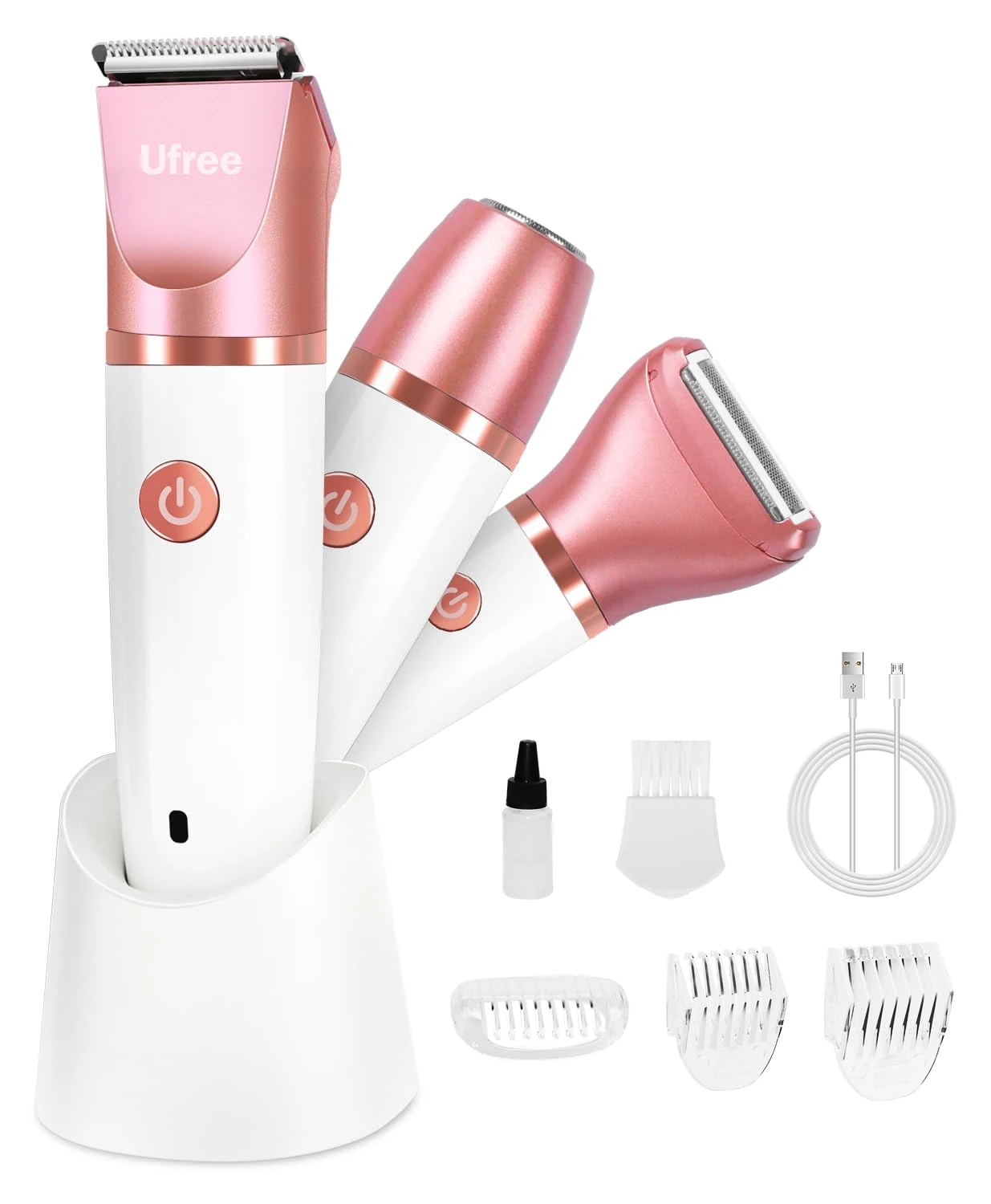 Ufree Lady Shavers for Women Pubic Hair, Bikini Trimmer Women Wet & Dry Use Groomer, Womens Electric Shavers Razors IPX7 Waterproof, Face Legs and Underarm Hair Shaver Cordless, Birthday Gifts, Gold