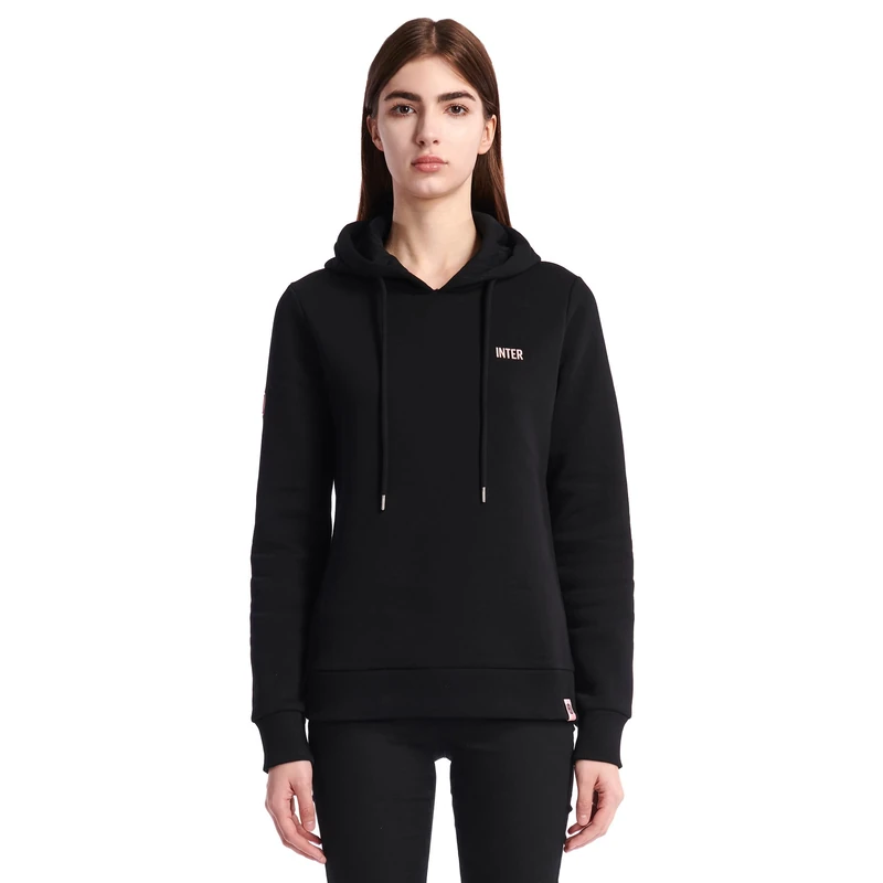 Inter Felpa Everyday Unisex Adult Hoodie, Official Product, Exclusive Back to Stadium Collection, 100% Cotton, Suitable for All Nerazzurri Fans, Black, S