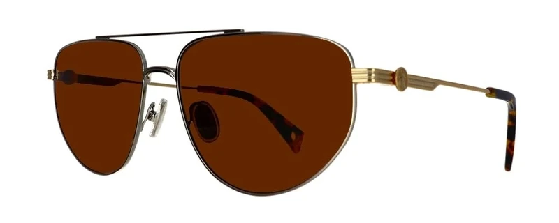 Lanvin LNV105S 046 Silver/Gold/Brown Sunglasses Unisex Metallo, Aviator, 58