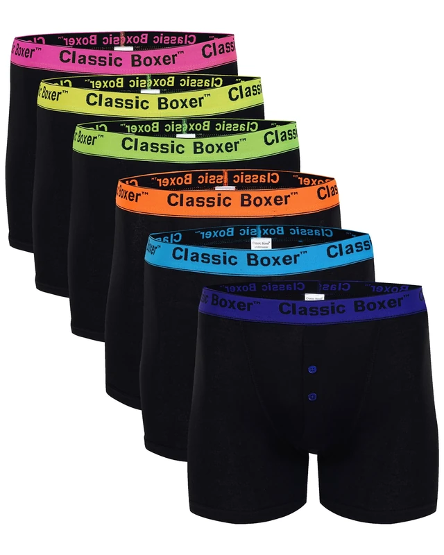 N R TEXTILES Men's Neon CLASSIC BOXER NEW IMPROVED FIT AND QUALITY Designer Button Fly Cotton Blended Underwear Shorts Pair of 6 pack/X-Large