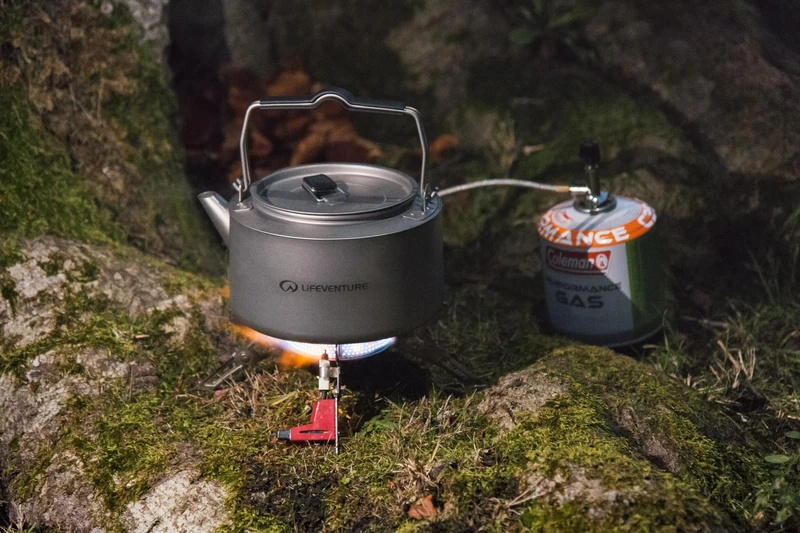 Lifeventure Superlight 1 Litre Titanium Kettle with Folding Handles, Easy Pour Spout & Ventilated Lid