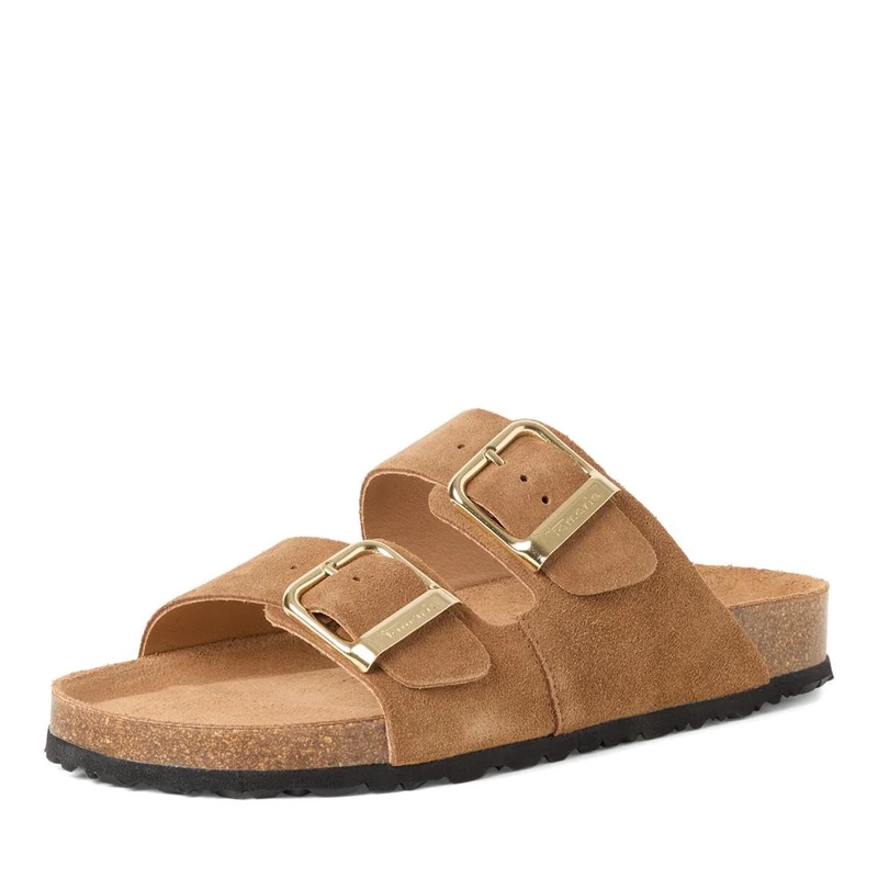 Tamaris Women's footbed mule leather flat brown 5.5 UK