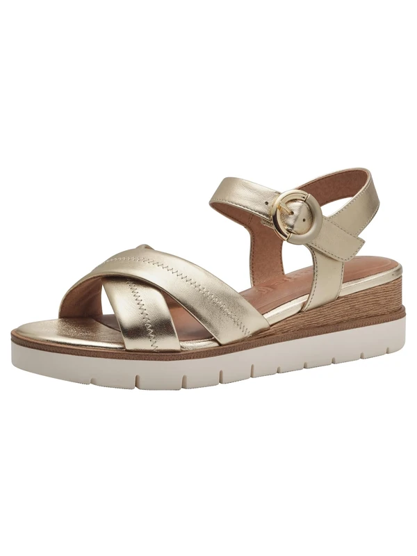 Tamaris Women’s sandal with wedge heel metallic 7.5 UK