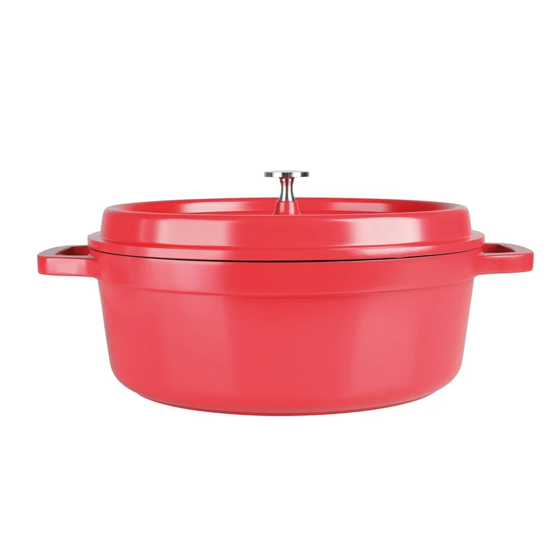 Sitram 712901 Oval Cast Aluminium Casserole Dish 7.2 Litre - Red Exterior and Black Interior - All Heat Sources Including Induction