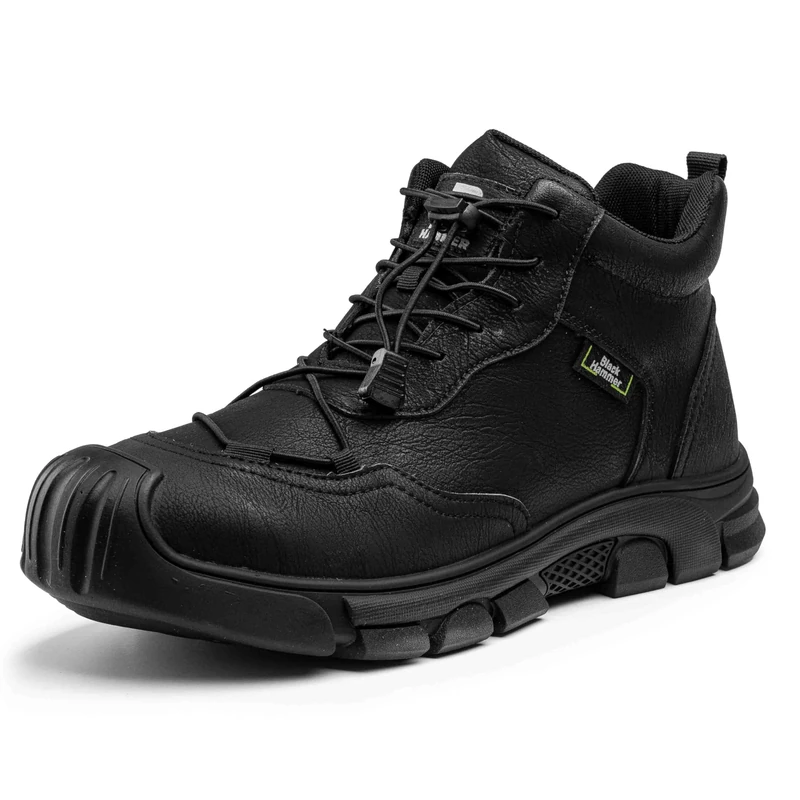 Black Hammer Men's Safety Work Boots with Steel Toe Cap Water-Resistant Lightweight Rubber Outsole Ideal for Warehouse Utility and Trekking Perfect for Professionals S3 SRC 2700 Black (13 UK)