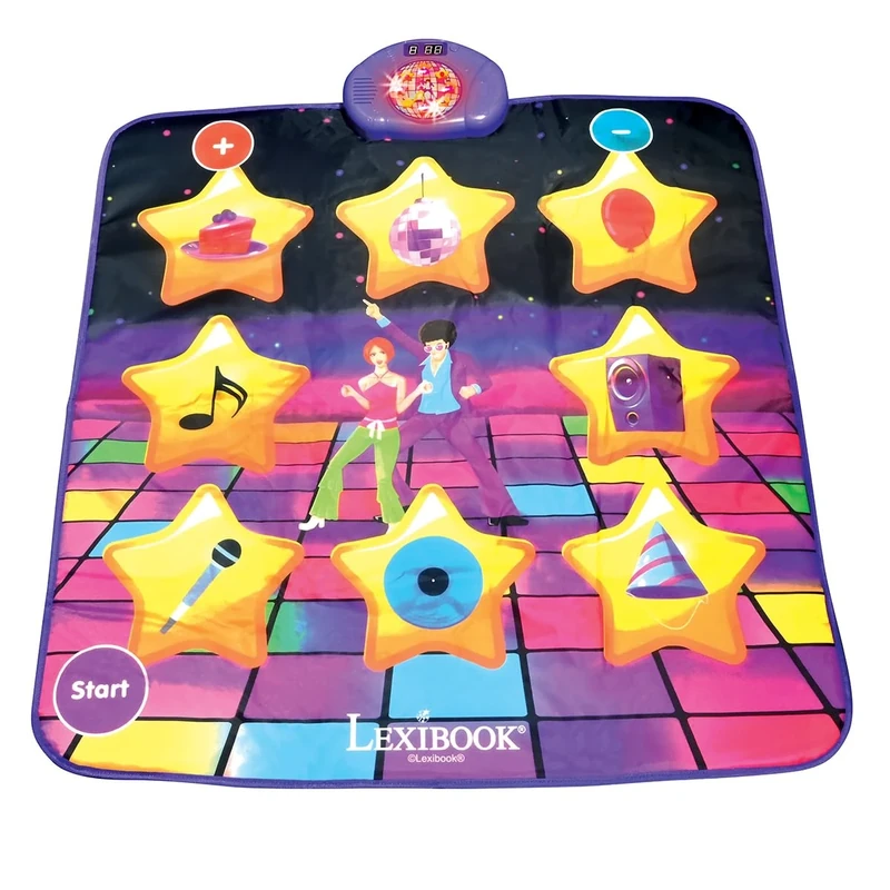 LEXIBOOK, Electronic Dance Floor Mat, Illuminated Keys, Built-in Speaker, Purple/Yellow, DM10